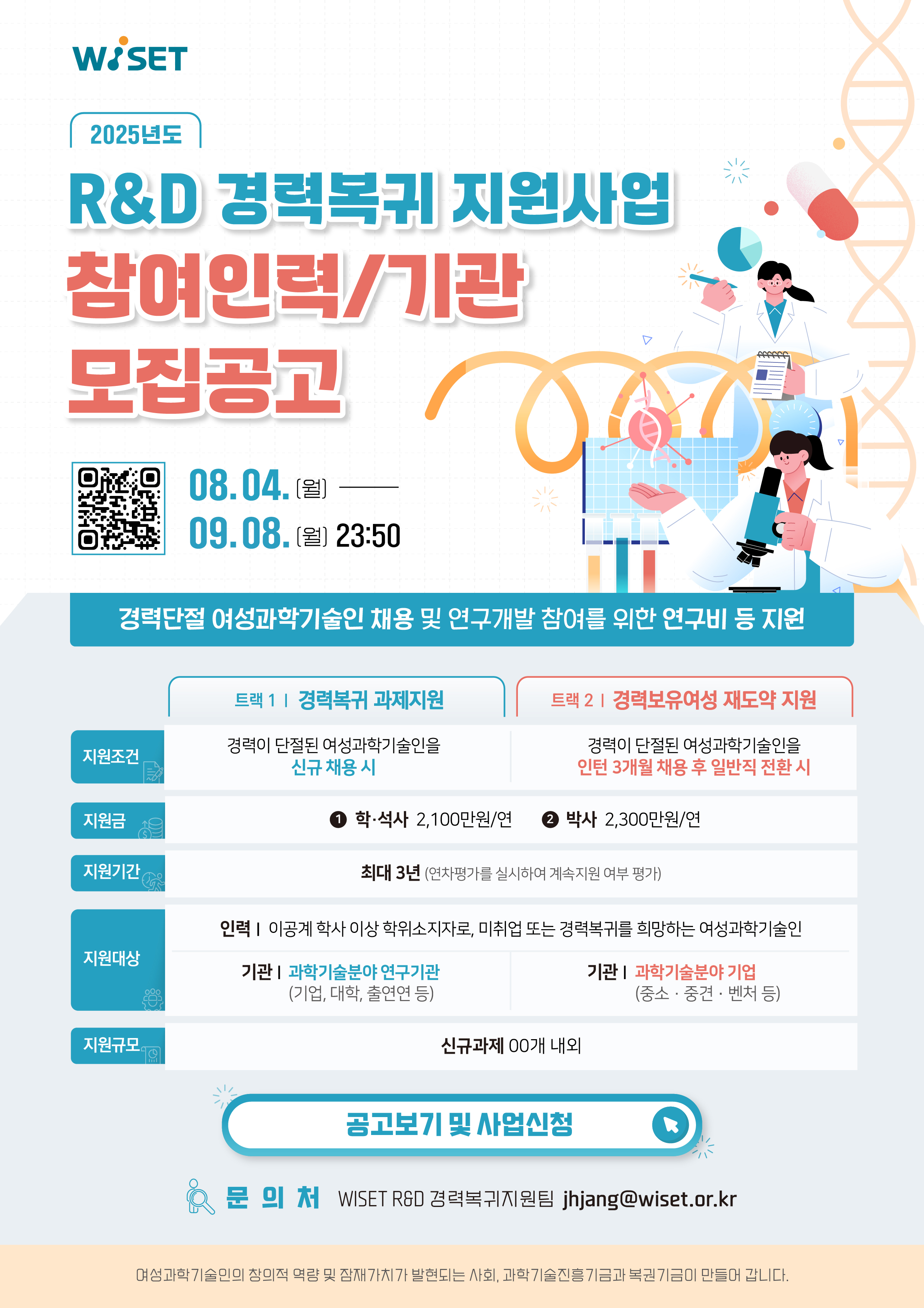2025 R&D 경력복귀 지원사업 모집공고
